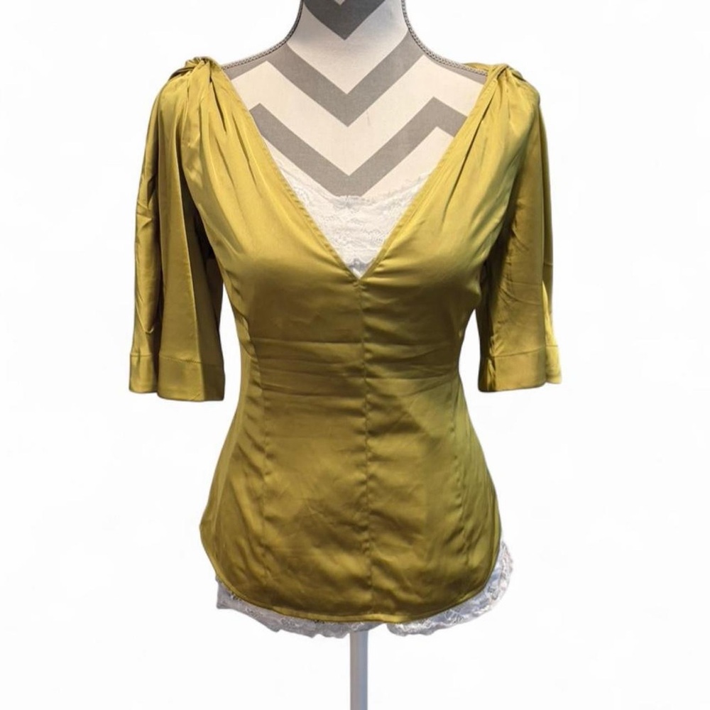 WHBM Silky Chartreuse Blouse